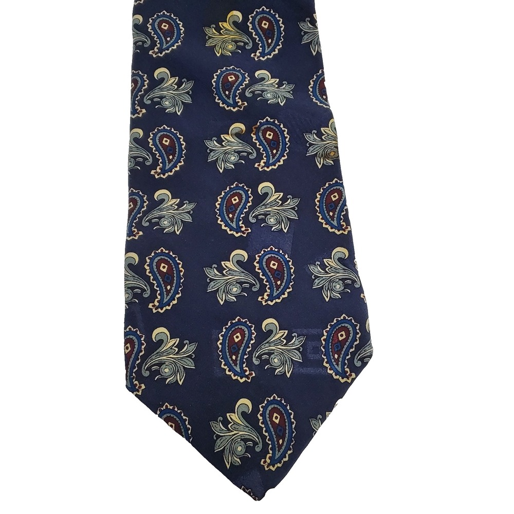 Gant Mens Silk Tie Paisley Print Blue Made In USA 3.5" X 55" Long